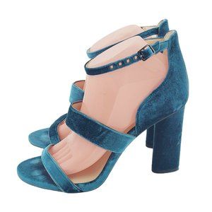 Women's Mossimo Turquise Blue Velvet Strap High Hell Shoes Women's Mossimo Turquise Blue Velvet Strap High Hell Shoes